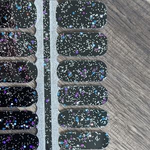 Nail Wraps - Black Confetti Glitter